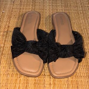 Kensie Black Bow Slide Sandals